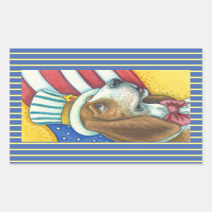 BASSET HOUND UNCLE SAM, DOG STICKERS Rec. * Sheet
