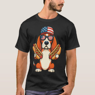 Basset Hound Usa Hotdog 4Th Of T-Shirt