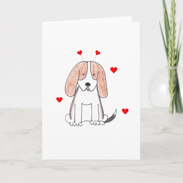 Basset Hound Valentine Ears Holiday Card (Front)