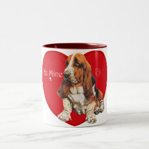 Basset Hound Valentine Two-Tone Coffee Mug