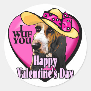 Basset Hound Valentines Day Gifts Classic Round Sticker