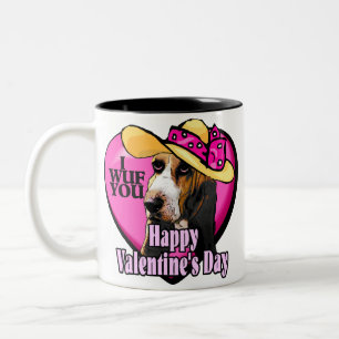 Basset Hound Valentines Day Two-Tone Coffee Mug