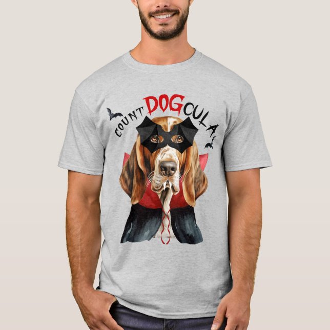 Basset Hound Vampire Dog Funny Halloween T-Shirt (Front)