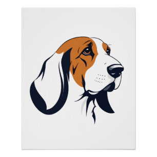Basset Hound Vector Art Animal Modern Urban City Poster