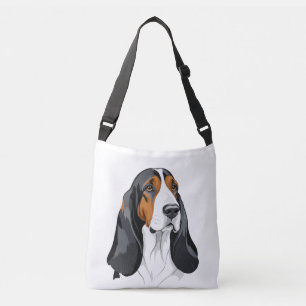 Basset Hound Vector Graphic Art Portrait Animal Crossbody Bag