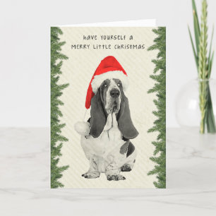 Basset Hound Vintage Style Christmas Holiday Card