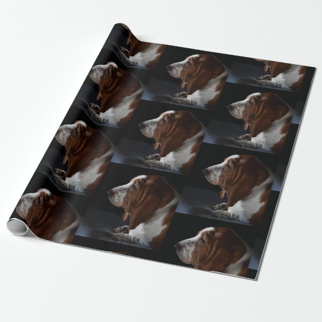Basset Hound Waiting For You To Come Home Wrapping Paper (Unrolled)