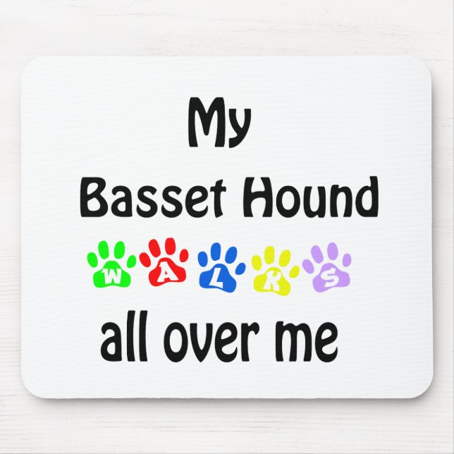 Basset Hound Walks Design Mouse Pad (Front)
