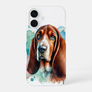 Basset Hound Watercolor Art iPhone 16 Case