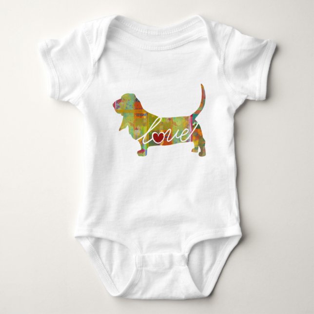 Basset Hound Watercolor Baby Bodysuit (Front)