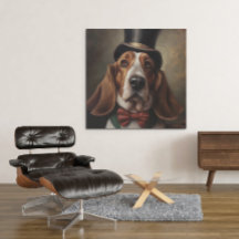 Basset Hound wearing top and red bow tie