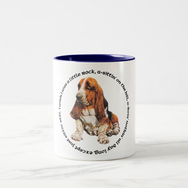 Basset Hound Wishing Ditty Two-Tone Coffee Mug (Center)