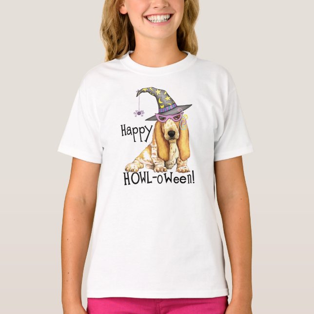 Basset Hound Witch T-Shirt (Front)
