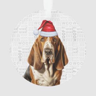Basset Hound with Dog's Name and Photo Christmas Ornament