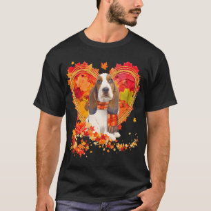 Basset Hound With Heart Made Of Autumn Leaves T-Shirt