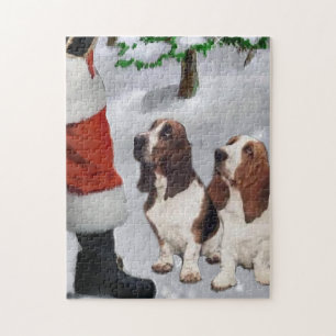 Basset Hound With Santa Christmas  Jigsaw Puzzle