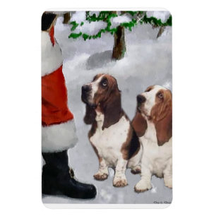 Basset Hound With Santa Christmas Magnet