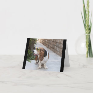 Basset Hound with Sunglasses Card