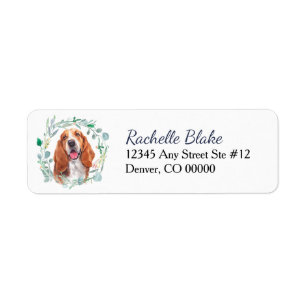 Basset Hound Wreath Return Address Label