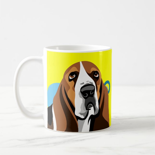 Basset Hound Yellow Mugs (Left)