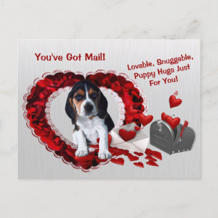 Basset Hound You've Got Mail Puppy Hugs Valentine Holiday Postcard