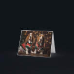 Basset Hounds in Christmas Sweaters Card<br><div class="desc">Basset Hounds wearing Christmas jumpers.   Funny dog Christmas card.  Created digitally.  No dogs were made to wear Christmas sweaters in the creation of this card.</div>