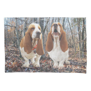 Basset Hounds In Woods Basset Hound Pillow Case