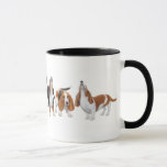 Basset Hounds Ringer Mug<br><div class="desc">Original fine art design of a howling tricolored Basset hound by designer Carolyn McFann on quality cards, stationery, clothing & other great gifts for dog lovers.</div>