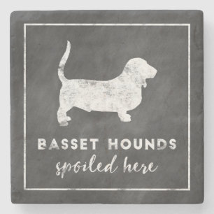 Basset Hounds Spoiled Here Vintage Chalkboard Stone Coaster