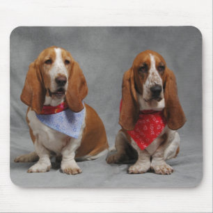 Basset Hounds Wearing Bandanas Mousepad