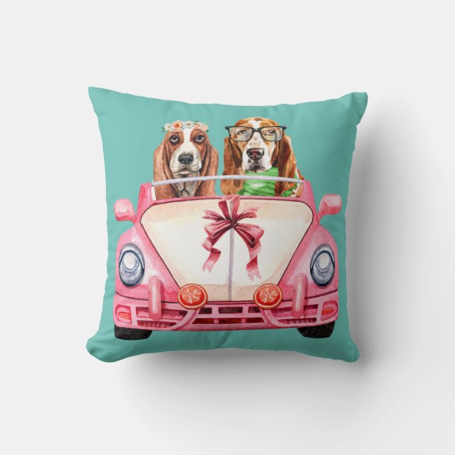 Basset Hound's Wedding Design Cushion (Front)
