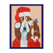 Basset Puppy telling Santa his Christmas wishes