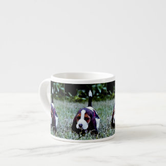 Basset Puppy Walking - Black Brown White Espresso Cup