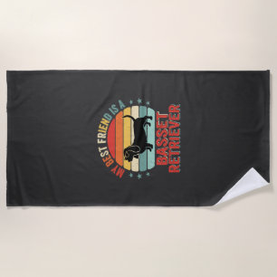 Basset Retriever Retro Sunset Dog Beach Towel