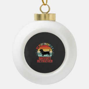 Basset Retriever Retro Sunset Dog Ceramic Ball Christmas Ornament