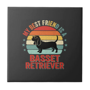 Basset Retriever Retro Sunset Dog Ceramic Tile