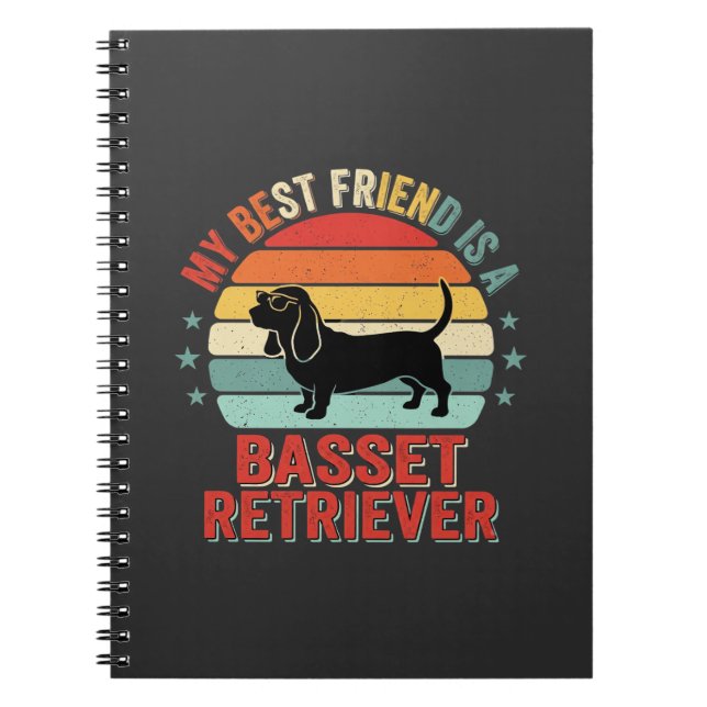 Basset Retriever Retro Sunset Dog Notebook (Front)