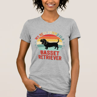 Basset Retriever Retro Sunset Dog T-Shirt