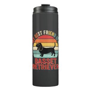 Basset Retriever Retro Sunset Dog Thermal Tumbler