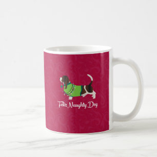 Bassett Hound Christmas Feliz Naughty Dog Coffee Mug