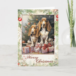 Bassett Hound Christmas Holiday Card