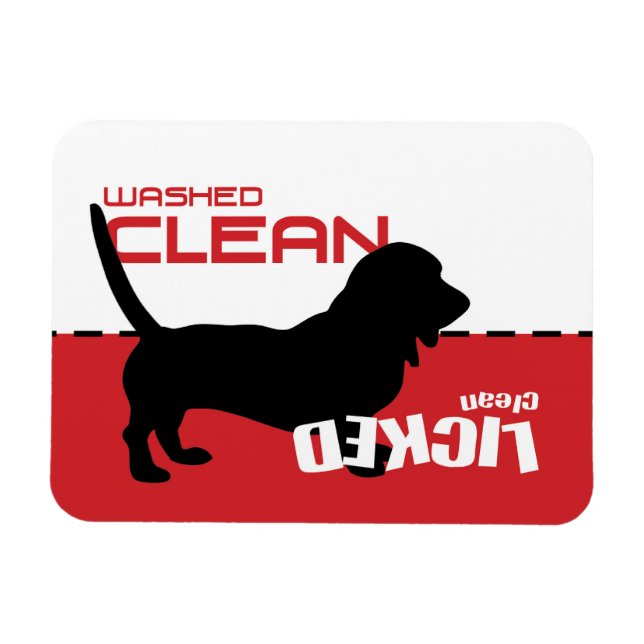 Bassett Hound Dog Dishwasher Magnet - Licked Clean (Horizontal)