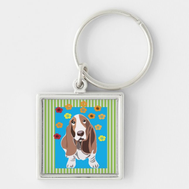 Bassett Hound Key Ring (Front)