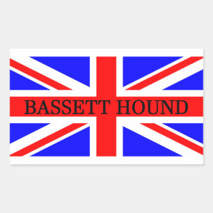 bassett hound name on flag rectangular sticker