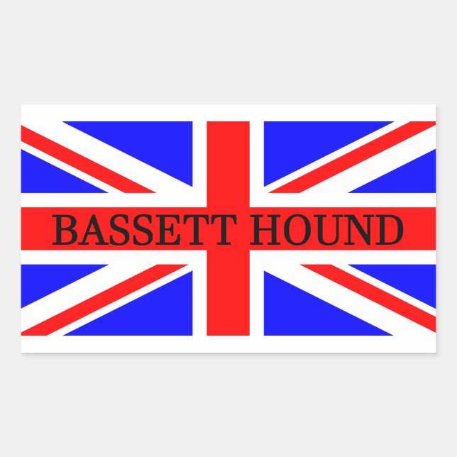 bassett hound name on flag rectangular sticker (Front)