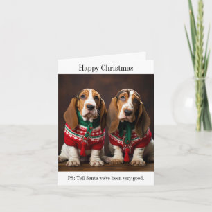 Bassett Hound Puppies Christmas Card