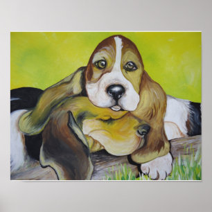 Bassett Hound Pups Poster