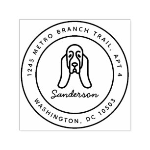 Bassett Hound Return Address Stamp Self-Inking