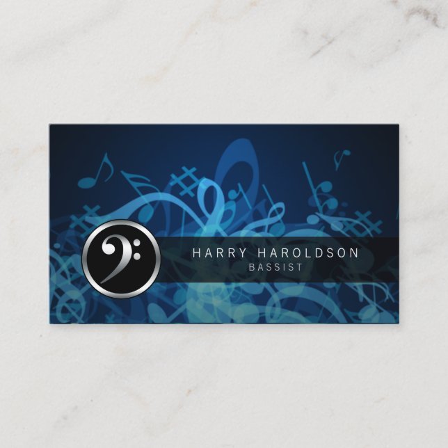 Bassist Bass Clef Bold Icon Business Card (Front)