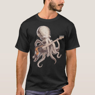 Bassist Octopus Funny Octopus Playing Guitar Rock T-Shirt